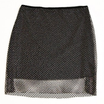 Glitter Diamond Shiny Women Blazer Set Double Layer Blazer Fishnet Skirt Female Two Piece