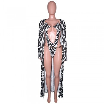 Beautiful Gold Chain Design Monokini And Matching Cover-Up Set Two-Piece Outfits Swimsuit