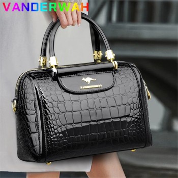 Luxury Patent Leather Handbags for Women Designer Crocodile Pattern