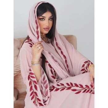 Morocco Muslim Dress Abaya Kaftans Chiffon Embroidery Evening Dresses for Women Dubai 