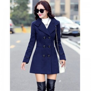 Winter Wool Jacket Womens Clothing Medium Length Woolen Coats Slim Wild Elegant Female