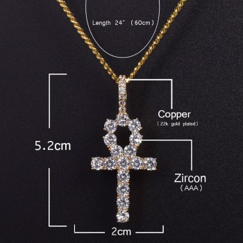 Ankh Cross Pendant Gold Color Hip Hop Jewelry Gold Silver Rose