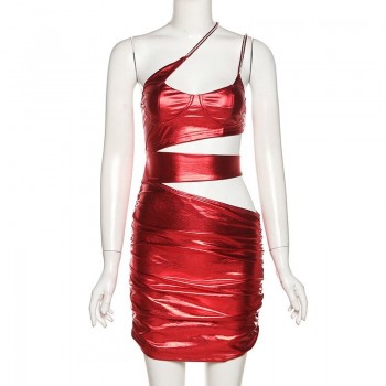 Spaghetti Strap Bodycon Sexy Dress Women 2023 Pleated Backless Mini Summer Dress