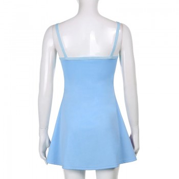Cutout Colorful Y2K Mini Dress Spaghetti Strap Bodycon Sundress Vintage E-Girl Summer Party Clubwear A-line Dress