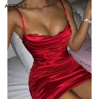 Summer Lace Ruched Mini Dresses For Women 2021 Sexy Drawstring Backless Slim Dress Clubwear Ladies Sleeveless