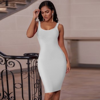 Bandage Dress Summer Women's 2021 Bodycon Dress White Red Black Yellow Pink Ladies Sexy Party Dress