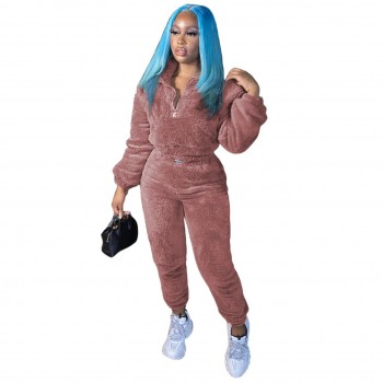 Winter Outfits Thick Warm Fleece Sweatsuits for Women Two Piece Sweatpants and Hoodie Set Jogging Suits