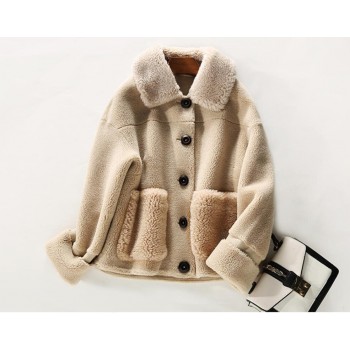 Lamb Wool Coat Women Autumn and Winter Jackets and Coats Thick Fur One-piece Plush Winter 
