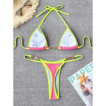 Micro Bikini 2023 Chain Swimsuit Women Swimwear Ribbed Bikini Set Brazilian Bathing Suit