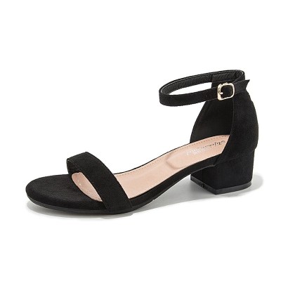 Beige Black Gladiator Sandals Summer Office High Heels Shoes Woman Buckle Strap