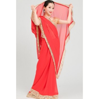 India Sarees Woman Beautiful Lehenga Choli Dance Costume India Style Performance Sets Top+skirt+Scarf