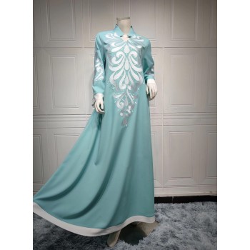 Robe Muslim Abaya Dubai Embroidered Kebaya Dress Long Sleeve Gowns Moroccan