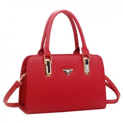 Casual Women's Tote Bag With Metallic and Candy Color Design red black blue