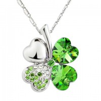Sweet Rhinestone Decorated Clover Pendant Necklace For Women