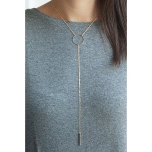 Trendy Women's Solid Color Tassel Embellished Necklace gold