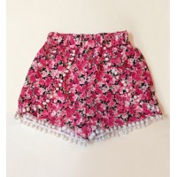 Casual Women's Floral Print Beach Shorts red