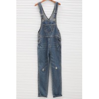 Chic Style Hipster Pockets Embellished Overalls For Women blue