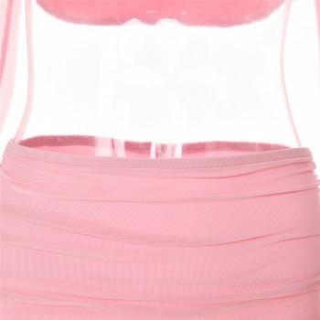 Women's Strapless Full Sleeve Crop Top and Mini Skirt Matching Sets Dress