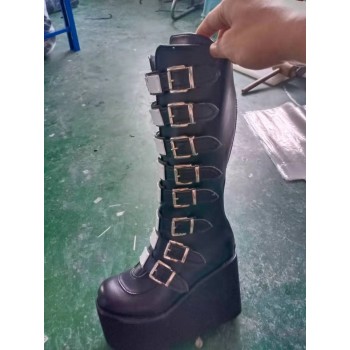 Punk Style Brand Ladies Motorcycle Boots Black White Pink