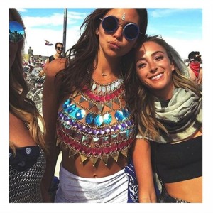 Festival Sexy Rhinestone Metal Chain Crop Tops Women Sparkly Diamond Sequins Halter