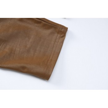 One Shoulder Pu Solid Slim Jumpsuit One-Piece Streetwear Brown