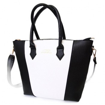 Fashion Women's Tote Bag With PU Leather and Letter Print Design black blue white red
