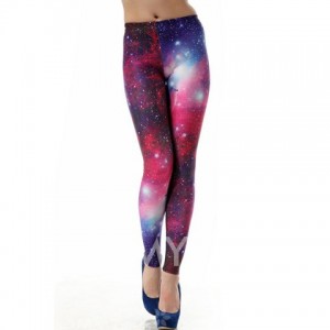 Galaxy Edgy Color Block Fashionable Style Polyester Leggings For Women