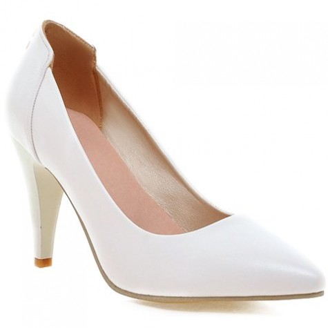 Graceful Women s Pumps With Stiletto Heel and Rivets Design White ...