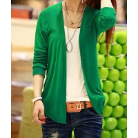 Ladylike Long Sleeve Solid Color Cardigan For Women green blue pink red yellow
