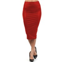Stylish High-Waisted Solid Color Bodycon PU Leather Skirt For Women red black