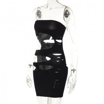 Off Shoulder Bodycon Mini Dress for Women Black