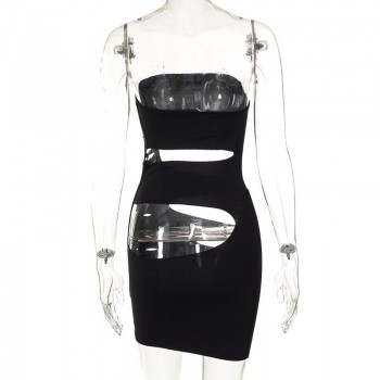 Off Shoulder Bodycon Mini Dress for Women Black
