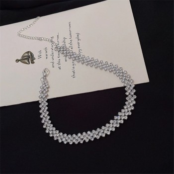 Black Rhinestone Choker Necklaces for Women Geometric Crystal 