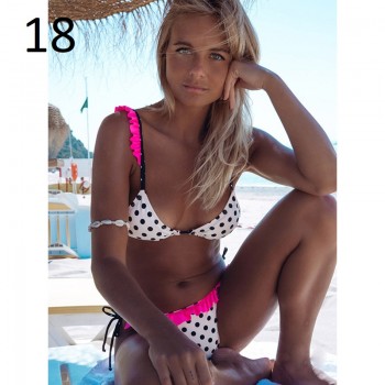 2020 New Ruffle Bikinis Women Swimsuit Cross Bandage Swimwear Push Up Bikini Set Beach Bathing Suit Brazilian Biquni Print