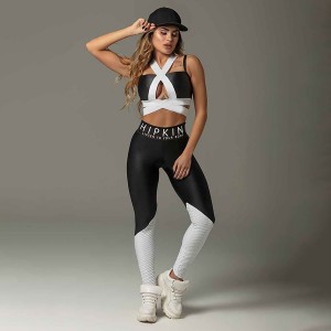 Cross Cutout Back Exposed Navel Yoga Suits For Women Sportwear Sexy Bra&Legging Pants Set Women