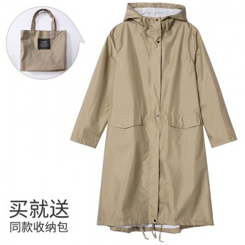Women New Stylish Long Raincoat Waterproof Rain Jacket with Hood