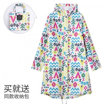 Women New Stylish Long Raincoat Waterproof Rain Jacket with Hood