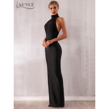Black Bandage Dress Sexy Sleeveless Halter Hollow Out Maxi Club Dress Celebrity Evening Runway Party Dress