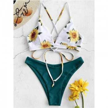 Sunflower Printed Bikini Set