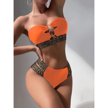 Strapless Bikini Bandeau Swimwear for Women Two Piece Bathing Suit