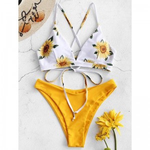 Sunflower Printed Bikini Set