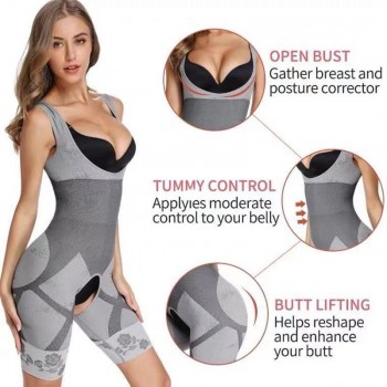 Shapewear Women Full Body Shaper Slimming Bodysuit Open Crotch Corset Waist Trainer Shaping Underwear Postpartum Recovery Sheath