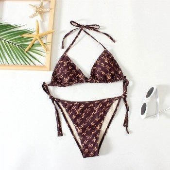 2021 summer new split women's swimsuit European and American popular printing triangle bag sexy fashion swimsuit