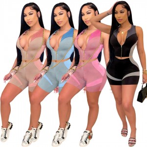 Two Piece Sets for Women Skinny Fashion Printing Women Tracksuit Zip Sleeveless Crop Top and Biker Shorts Two Piece Matching Set