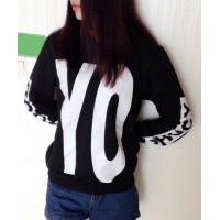 Casual Round Neck Long Sleeve Letter Print Loose-Fitting Sweatshirt For Women black