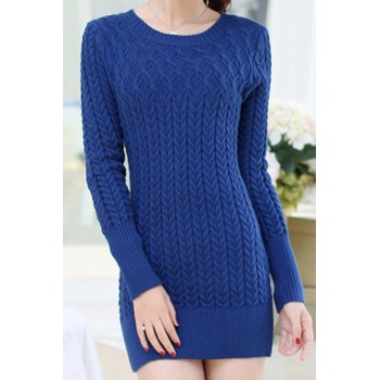Long Sleeves Solid Color Sweater Stylish Dress For Women pink black blue white