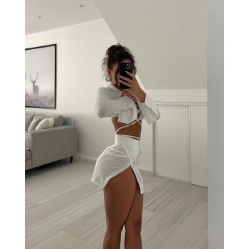 Sylph Suits with Skirt White 2 Piece Sets for Women Outfits