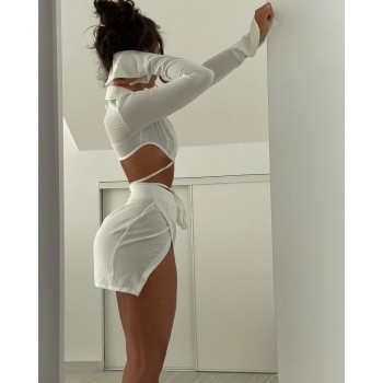 Sylph Suits with Skirt White 2 Piece Sets for Women Outfits