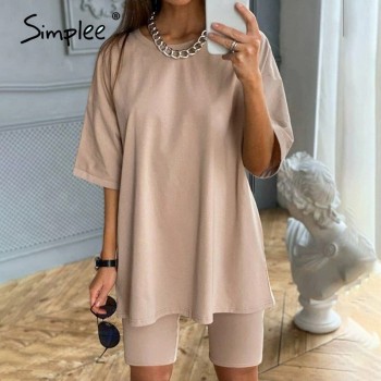Simplee Casual solid women's two piece suits with belt 