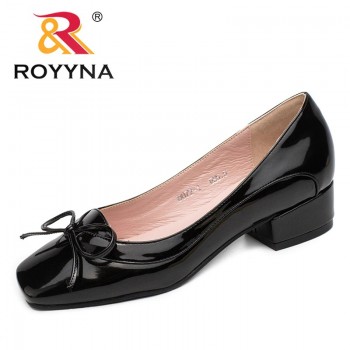ROYYNA New Arrival Fashion Style Women Pumps Butterfly-Knot Women Dress Shoes Square Toe Women Office Shoes Shallow Lady Shoes